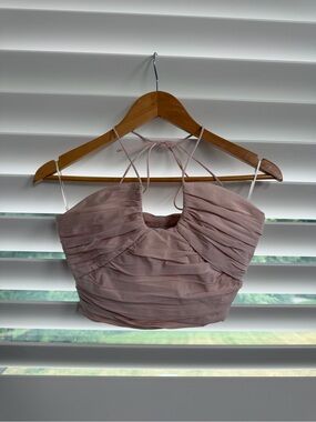 Women's Dusty Rose Ruched Halter Crop Top - Brand Unknown